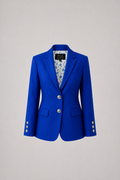 Blue Garden Back Blazer in royal blue with tailored silhouette, front view