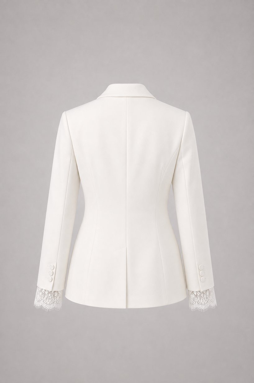 Ivory Muse Blazer in ivory with tailored silhouette, back view