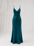 Ocean Whisper Lace Maxi Dress in teal with lace detailing, front view